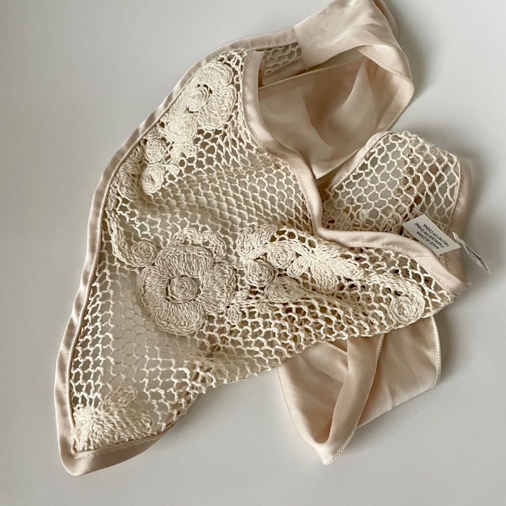 Anthropologie Crochet Hair Scarf in Ivory NWT - Picture 2 of 4